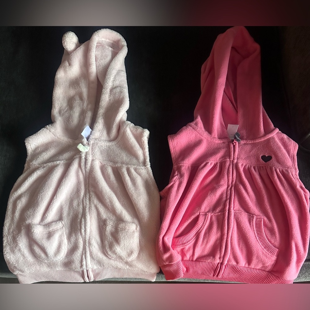 Pink and Cream Hooded Vests